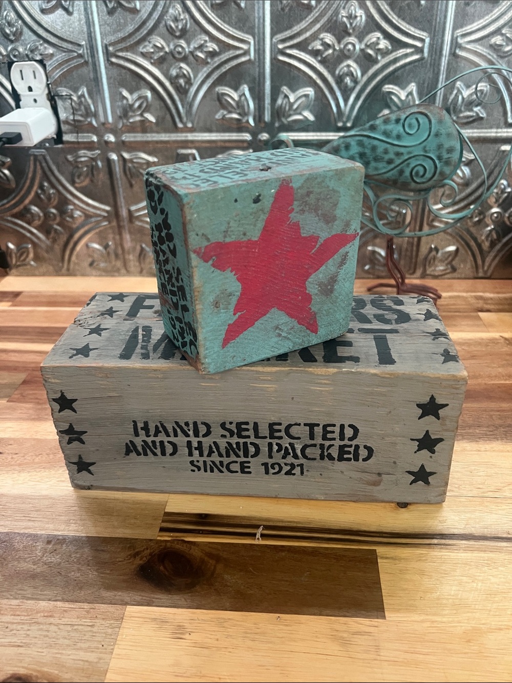 Rustic Wood Americana Decor Blocks Set